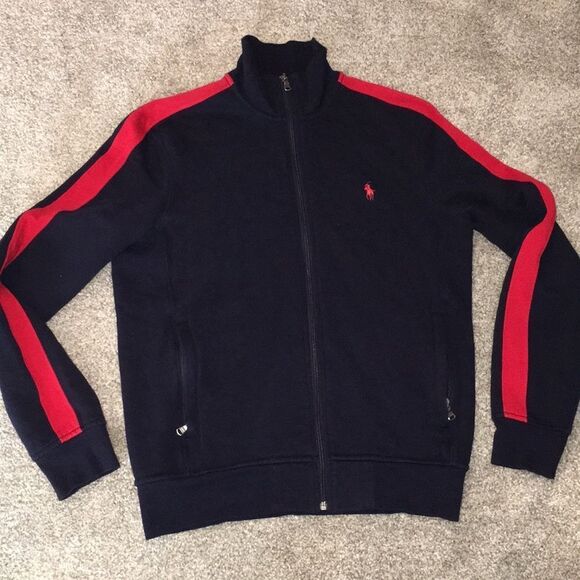 Blue Red zipper pony Tennis Warm up jacket Polo Ralph Lauren Sweatshirt jacket - Picture 1 of 7